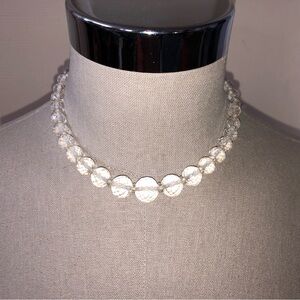 Vintage Faceted Glass or Crystal Graduated Bead Choker Necklace Box Lock